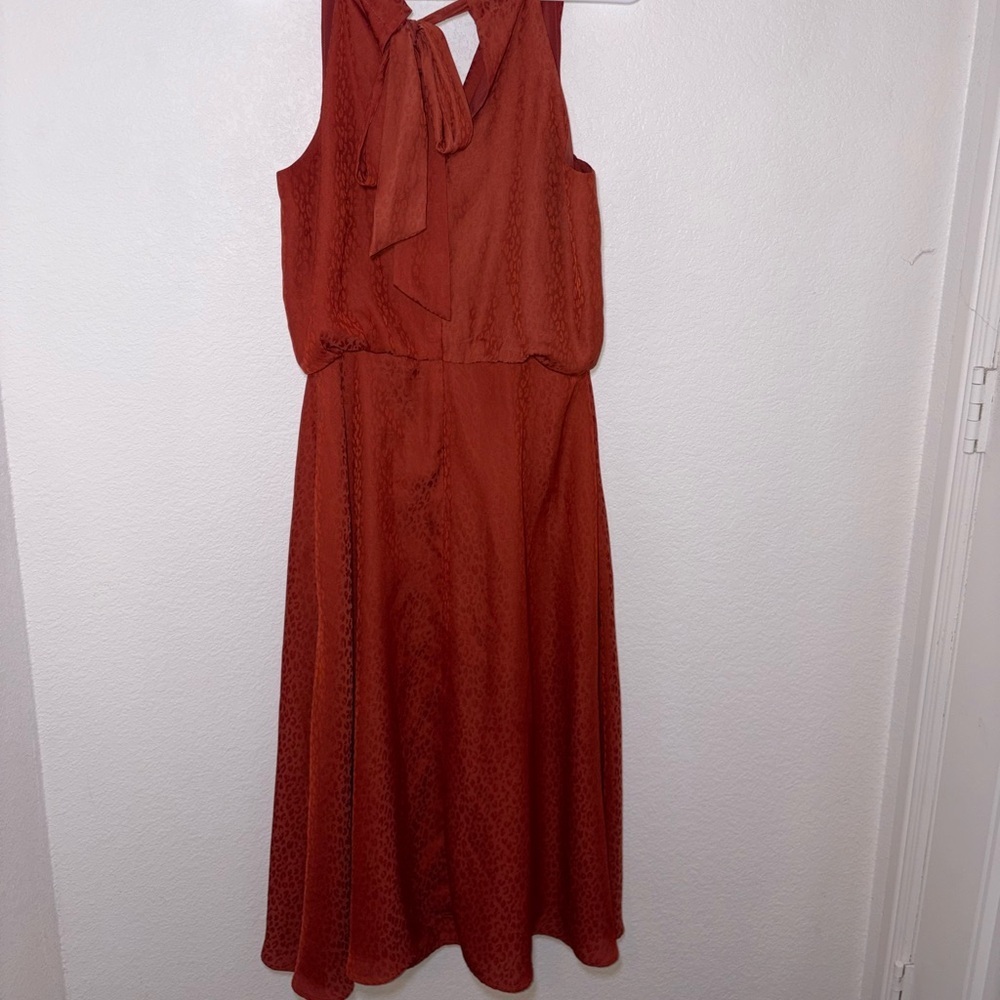 Vince Camuto Women's Rust Red Sleeveless Drape Neck Dress - Picture 4 of 5